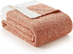 Snuggle Sac Orange Throw Blanket for Fall, Ultra Soft Warm Fall Blanket for Couch, Cozy Fuzzy Knit Microfiber Blankets and Throw Dupes for Sofa, Bed, Orange 50 x 60 inches
