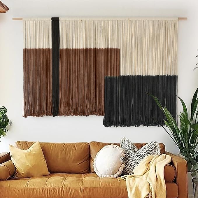 Macrame Wall Hanging Large Dip Dye Tapestry Fiber Wall Art Boho Bedroom Décor 57''W*35''L