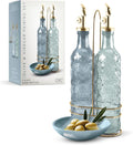 COOK WITH COLOR Glass Olive Oil Bottle Dispenser - 2 Pack- 17oz Oil and Vinegar Cruet - Olive Oil Carafe Decanter for Kitchen