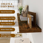 Fun Memories Floating Shelves, 8 Inch Deep Floating Shelves, Rustic Wood Fireplace Mantel 48 in Long, 48 x 8 Floating Wall Shelves for Living Room, Kitchen, Bedroom, Rustic Brown, 1 Pack