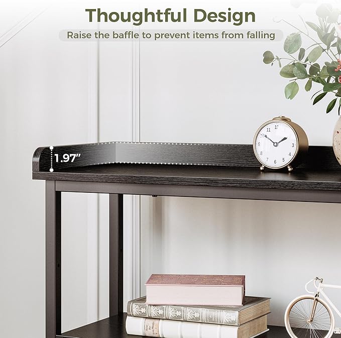 IRONCK Console Table, Sofa Table with Power Outlet, Farmhouse Hallway Table for Entryway, Living Room, Height Adjustable, Easy Assembly, Vintage Black, 43"