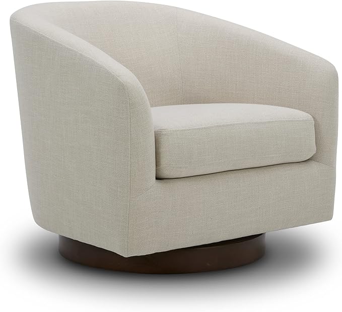 CHITA Swivel Accent Chair, FSC Certified Upholstered Fabric Barrel Chair for Living Room, Fully Assembled, Linen
