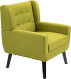 UIXE Accent Chairs Set of 2, Modern Upholstered Arm Chair, Mid-Century Club Armchair Comfy Single Lounge Sofa Button Tufted Living Room Reading Seat Bedroom Side Sitting for Home Office,Green