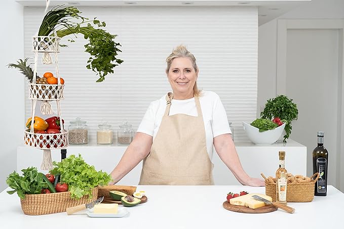 Pony River Hanging Fruit Basket, 3 Tier Cotton Macrame Produce Basket for Kitchen, Indoor Planter Hangers.