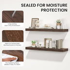 Floating Shelves for Wall, 55"W x 9.3"D x 1.5"H, Long Wooden Wall Mounted Display Shelves with Invisible Brackets for Living Room, Bedroom, Bathroom, Kitchen Decor and Storage, Set of 1, Walnut