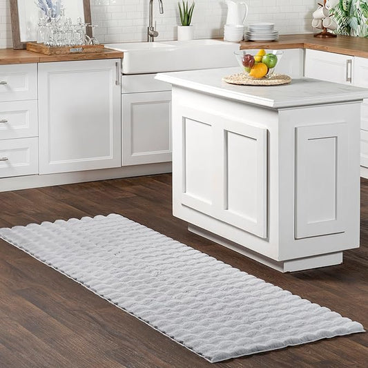 nuLOOM Jeni Solid Faux Rabbit Machine Washable Runner Rug, 2' 6" x 10', Silver