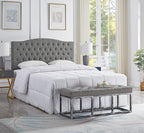 24KF Upholstered Tufted Button Linen Fabric Headboard,Comfortable Fashional Headboard Queen/Full Size,Granite
