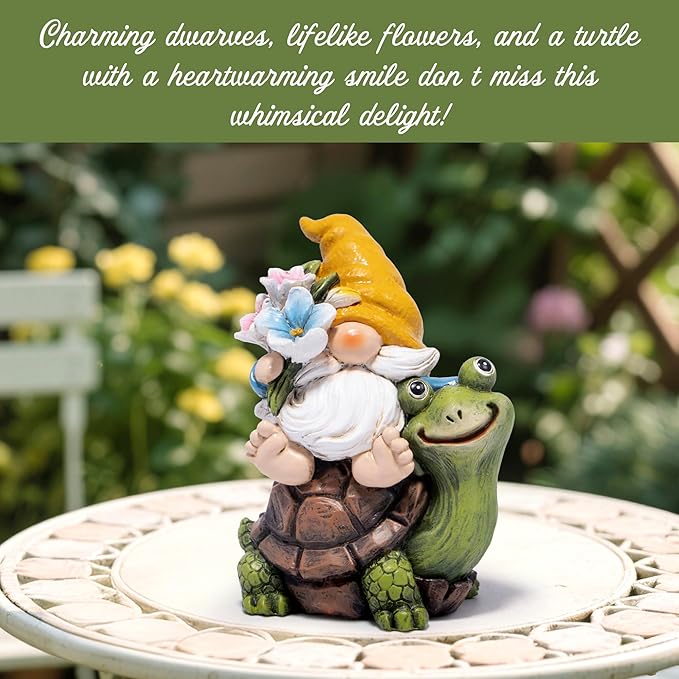 Hodao Spring Garden Gnome Decoration Flower Animal Ornaments Decor Gifts Spring Gnomes for Garden Decorations Summer Elf Figurine Gifts for Mom Outdoor Decor (Yellow)