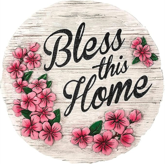 Spoontiques - Garden Décor - Bless This Home Stepping Stone - Decorative Stone for Garden