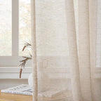 FMFUNCTEX Linen Sheer Curtains for Bedroom, Taupe Curtains 84 inches Long for Living Room, Brown Farmhouse French Flax Blend Window Draperies, Rod Pocket 2 Panels Set