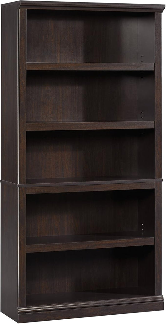 Sauder Miscellaneous Storage 5 Bookcase/Book Shelf, L: 35.28" x W: 13.23" x H: 69.76", Jamocha Wood