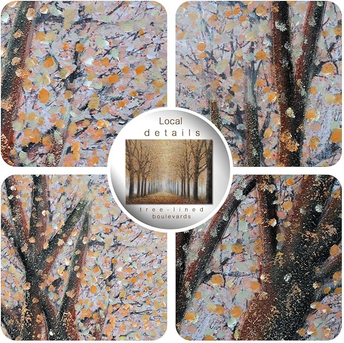 amatop Tree Wall Art for Living Room Hand-Painted Forest Oil Painting Framed Grove Artwork Autumn Landscape Canvas Picture for Living Room Bedroom Home Decorations Wall Decor Large 36"x24"