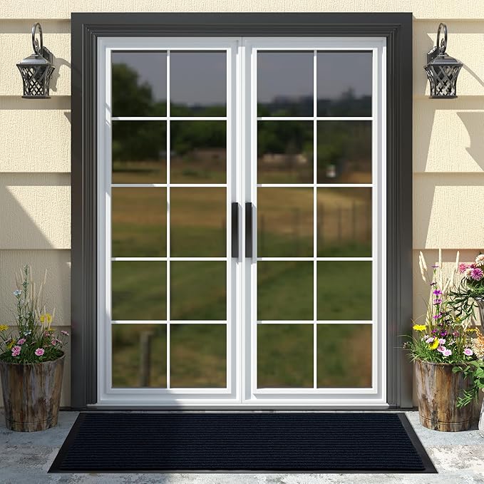 Yimobra Front Door Mat Outdoor Indoor Entrance, 100% Waterproof All-Season All Weather Doormat, Welcome Matt Outside Entry, Non Slip, Low Profile, Heavy Duty Patio Porch Floor Mats,47 x 24,Navy Blue