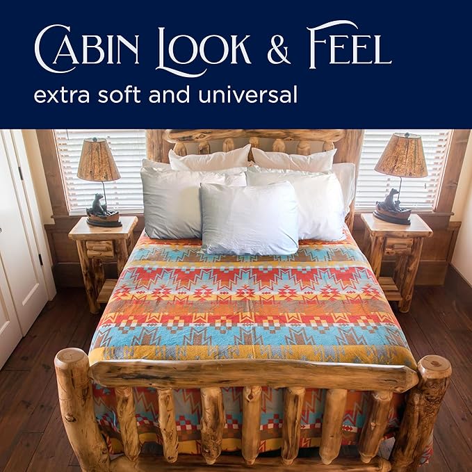 Beacon Blankets Southwestern Wigwam Native American Design Throw - 90" x 90" Blanket Only - Premium Plush Blanket Can be Used for Queen or King Size Bed
