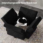 Belffin Modular Loveseat Sofa Couch with Storage Seats Velvet 2 Seater Love Seats for Small Spaces Black