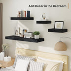 Heimlove 12 Inch Deep Floating Shelves, 16 x 12 inches Long Wall Shelf, Large Extra Display Shelf & Storage Shelf, Rustic Wood Wall Shelves for Fireplace Mantel, Black - 2Pack