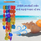 Bellaa 22890 Wind Chimes Outdoor, Garden Decorations, Musical, Indoor/Outside Windchimes, Beach, Ocean Breeze, Gifts for Mom, Gift for All Occasions, Capiz Sea Glass Shells Wood 27 inch Rainbow