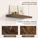 RICHFOCUS 31.5Inch Floating Shelves for Wall 2 Pack Shelves for Bedroom|Kitchen|Bathroom Wall Mounted Rustic Wood Floating Shelf with Invisible Brackets for Books|Storage|Decor, Rustic Brown
