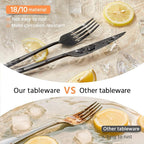 KINGSTONE Silverware Set, 40-Piece Flatware Set Cutlery Set Premium 18/10 Stainless Steel, Tableware Include Forks Knives Spoons for Home Kitchen Restaurant Wedding, Dishwasher Safe,Black