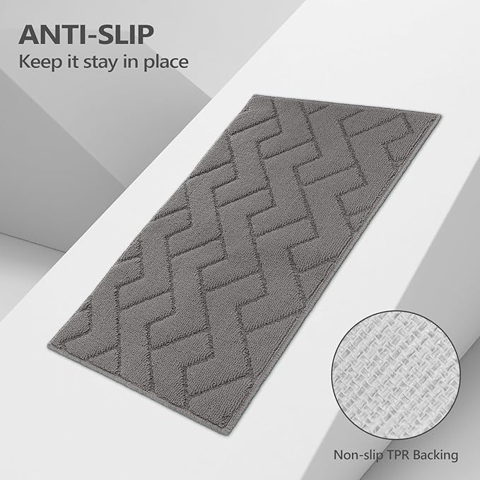 hicorfe Indoor Doormat,Front Back Door Mat Rubber Backing Non Slip Door Mats 20"x59" Absorbent Resist Dirt Entrance Doormat Inside Floor Mats Entryway Washable Low-Profile for Patio,Garden（Grey）
