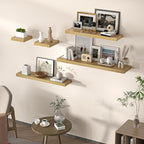 Floating Shelves for Wall, 72"W x 9.3"D x 1.5"H, Long Wooden Wall Mounted Display Shelves with Invisible Brackets for Living Room, Bedroom, Bathroom, Kitchen Decor and Storage, Set of 1, Oak