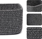 Small Storage Baskets for Organizing | Closet Organizer Bins | Shelf Toy Basket | Woven Rope Baskets | Cube Decorative Box | Shallow Basket | 11.5x7.5x4.7” | 4 Packs Dark Gray