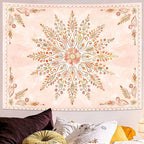 Lunerfex Floral Mandala Tapestry Boho Tapestry for Bedroom Orange Tapestries Wall Hanging Living Room Wall Art and Home Decor 44x60