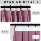 Macochico 100”Wx96”L Pinch Pleated 100% Blackout Linen Curtains Thermal Sliding Curtains for Bedroom Living Room Sliding Glass Door Farmhouse Shabby Chic Lilac Drapery with Tieback 1 Panel