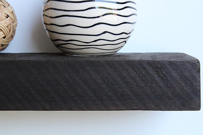 Urban Legacy Reclaimed Barnwood Planks | Floating Shelves for Wall w/Flush Mount Shelf Bracket Set Included | Set of 2 (Coffee Bean, 18"x 4.5"x 2")