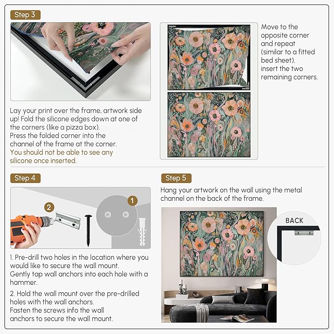 SIGNWIN 36"x46" Extra Large Framed Wall Art Whimsical Garden Bloom, Colorful Abstract Floral for Home Living Room Bedroom Decor (Frame Assembly Required)