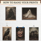 LANCHI95 12 Pcs Halloween Wall Art Prints, Vintage Witch Posters, Cute Ghost Pictures for Bedroom Decor (UNFRAMED)