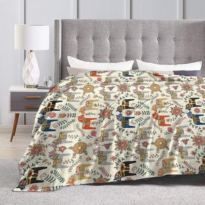 Swedish Dala Horses Throw Blanket Soft Fleece Blanket Men Women Gift for Kids Boys Girls for Party Couch Sofa Bed Deco Blankets 50x40