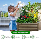 Land Guard Galvanized Oval Large Metal Raised Garden Bed with Legs for Vegetables (Beige)