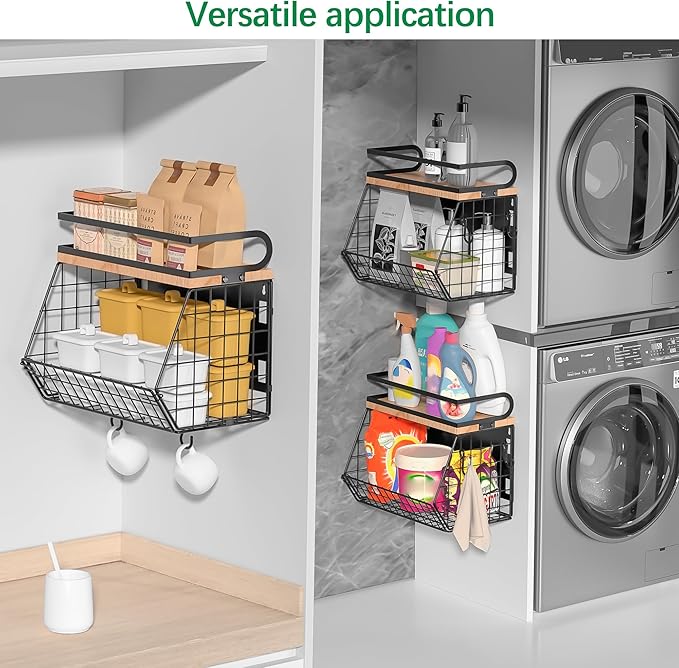 Magnetic Spice Rack for Refrigerator, Fruit, Potato & Onion Storage Bin,Large Capacity Magnetic Shelves for Side of Refrigerator, Kitchen Organizers and Storage Countertop,1 Pack Black