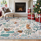 OJIA Jungle 8x10 Area Rugs for Living Room Bedroom Large Washable Rugs, Thin Modern Nursery Rug Non-Shedding Kids Playroom Rug Stain Resistant Large Carpet Neutral Rugs for Kids Room Dining
