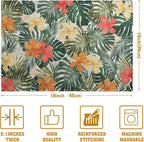 Tropical Palm Leaves Table Mats Set of 4 Summer Watercolor Hibiscus Flower Leaf Placement Mats for Dining Table Washable Non-Slip Heat Resistant Linen Place Mat 12×18 Inch