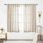 MYSKY HOME Curtains for Kitchen Windows, Sheer Curtains 63 Inch Length for Girls Bedroom Boho Linen Look Textured Fabric Soft Touch Light Filtering, 50" Wide, Light Oatmeal, Set of 2