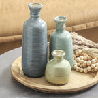Ceramic Vase Set of 3, Rustic Neutral Vases Home Decor Farmhouse Decorative Flower Vase Modern Boho Pampass Vases for Table Mantel Entryway Shelf Living Room Kitchen Bathroom - Multicolor