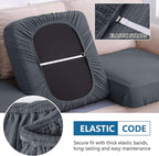 hyha Waterproof Couch Cushion Covers for Pets, Non Slip Sofa Seat Cover for Dogs Washable, Soft Thick Stretch Jacquard Fabric, Sofa Slipcovers with Elastic Bottom (1 Piece for Medium, Grey)