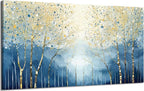 amatop Large Abstract Wall Art for Living Room Modern Tree of Life Canvas Art Print Nature-Inspired Navy Blue Wall Decor Landcape Artwork Birch Forest Picture Bedroom Office Dining Entryway 48x24 Inch
