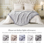 Amélie Home Chenille Knit Throw Blanket for Couch, Checkered Texture Decorative Soft Blanket for Sofa, Bed & Living Room, 50"x60", Grey & White