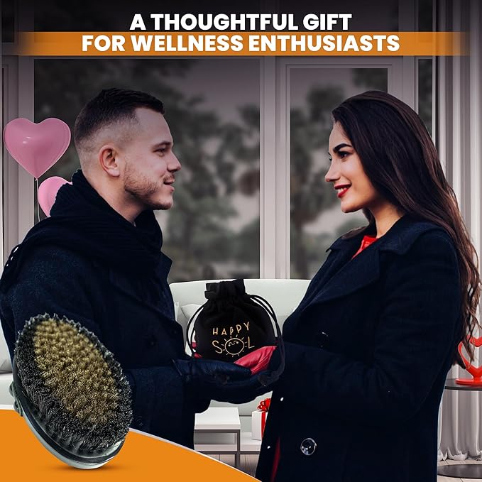 Copper Body Brush - Dry Brushing Body Brush with Ion Charged Copper Bristles, Glowing Skin, Lymphatic Drainage and Blood Circulation Improvement