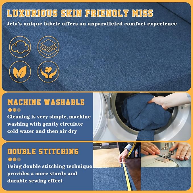jela Foldable Sofa Bed Soft Foam Convertible Sleeper Chair Luxury Miss Fabric Fold Out Chair Bed Floor Couch with Back Support Floor Sofa for Living Room Bedroom (83"x33",Navy)