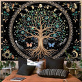 Lunerfex Tree of Life Tapastry Sun and Moon Tapastry Flower Boho Tree Mandala Wall Hanging for Bedroom and Living Room Decor Green Tree 36×48 Inches