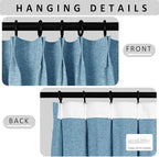 Macochico Extra Wide Full Blackout Linen Curtains for Sliding Door Blue Pinch Pleated Linen Curtains 96 Inches Long for Bedroom Living Room Farmhouse with Tieback 120”Wx96”L 1 Panel