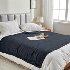 CozeCube Check Knit Throw Blanket, Midnight Navy Checkered Throw for Couch, Decorative Christmas Soft Cozy Warm Knitted Blanket for Bed Sofa Living Room, 60"X80"