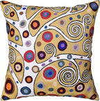 Decorative Pillow Cover Tree of Life Yellow Gold Pillows Botanical Yellows Throw Pillowcase for Couch | Mid Century Pillows for Sofa | Hand Embroidered Cushions Wool 18x18