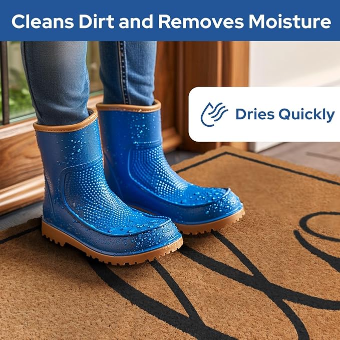 Barnyard Designs Natural Coco Coir Heavy Duty Backing Doormat - Large Cute Non-Slip Front Door Welcome Mat for Outside Entrance or Porch Entry, Brown (24x36, Hello)