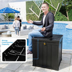 50 Gallon Resin Deck Box, Lockable Outdoor Storage Box for Patio Cushions Storage Furniture,Garden Tools, Pool Supplies, Weatherproof and UV Resistant（Black）