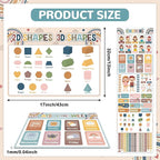 Educational Preschool Kids Placemats Set of 6 Boho Toddler Montessori Plastic Table Mats Non Slip Reusable Kids Place Mats Washable Table Decoration for Indoor Outdoor Party Kitchen Dining